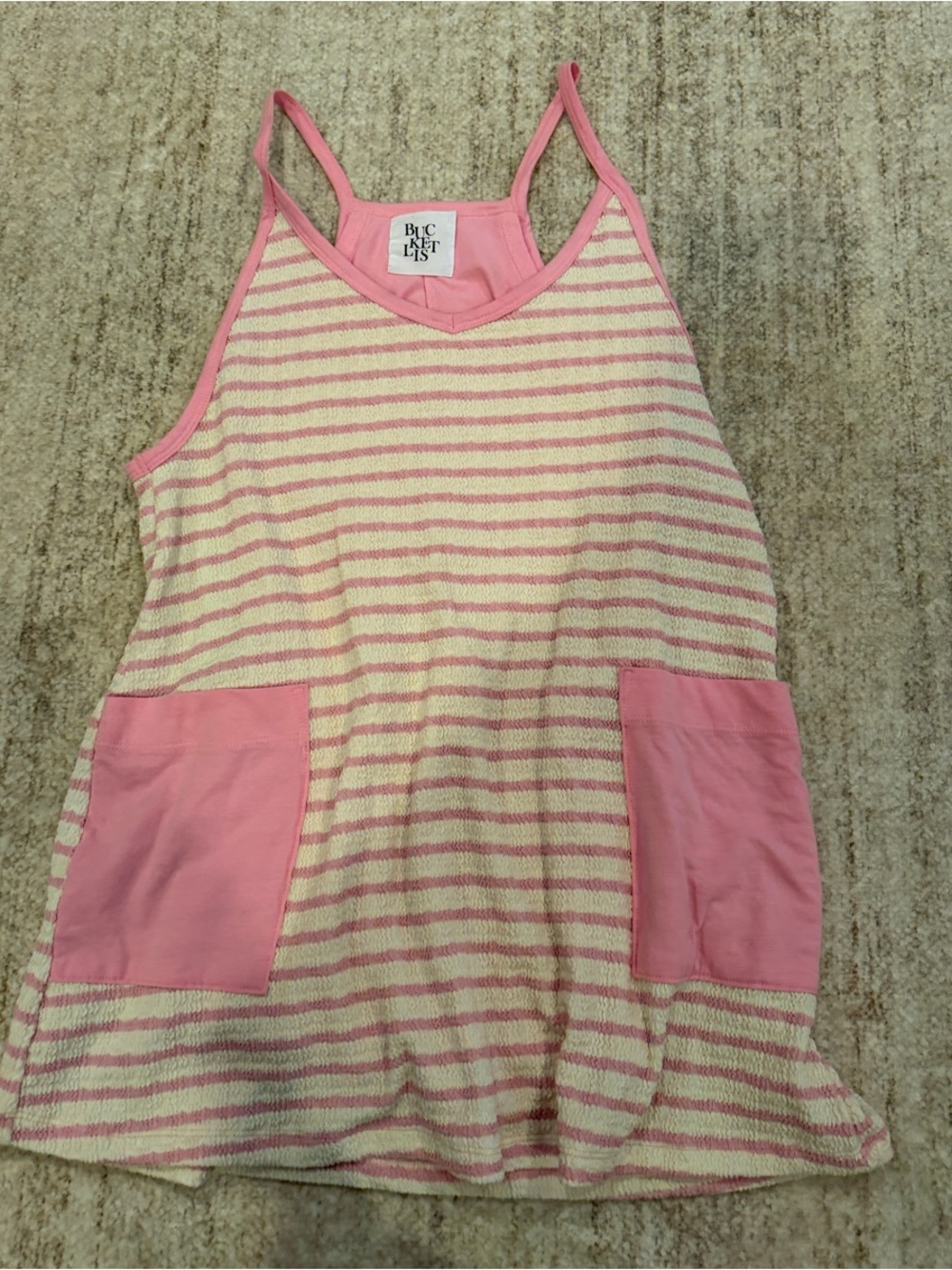 BUCKETLIST Pink & Cream Striped Athletic Dress